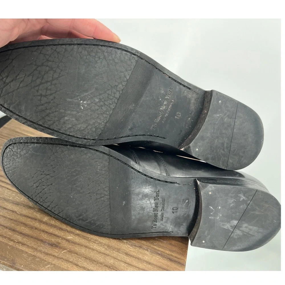 To Boot New York Adam Derrick Mens Black Leather Penny Loafers Made in Italy 10